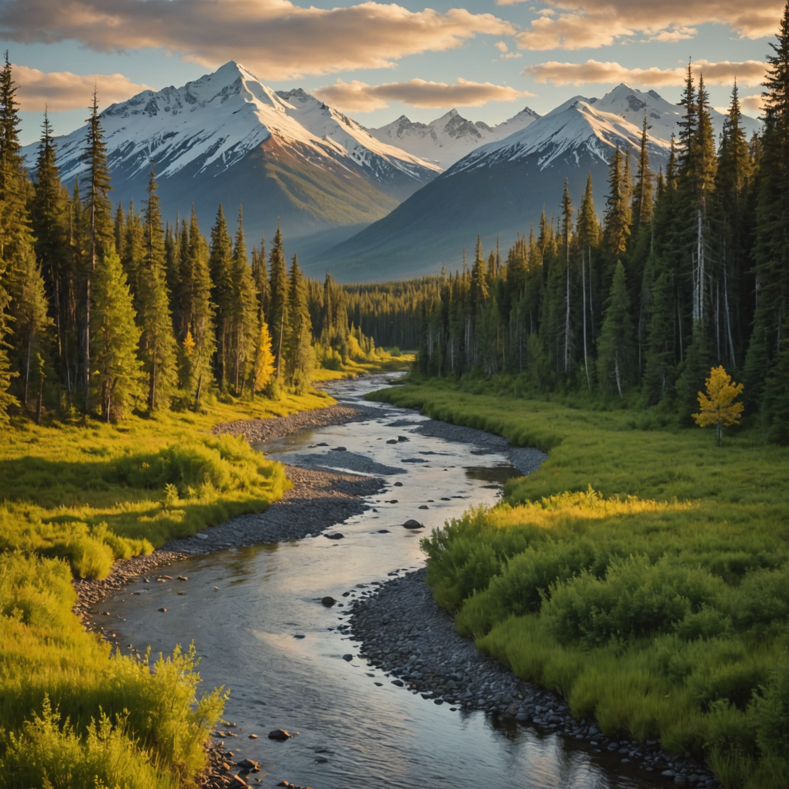 A cozy riverside cabin surrounded by dense forest, with the Ninilchik River flowing gently nearby.