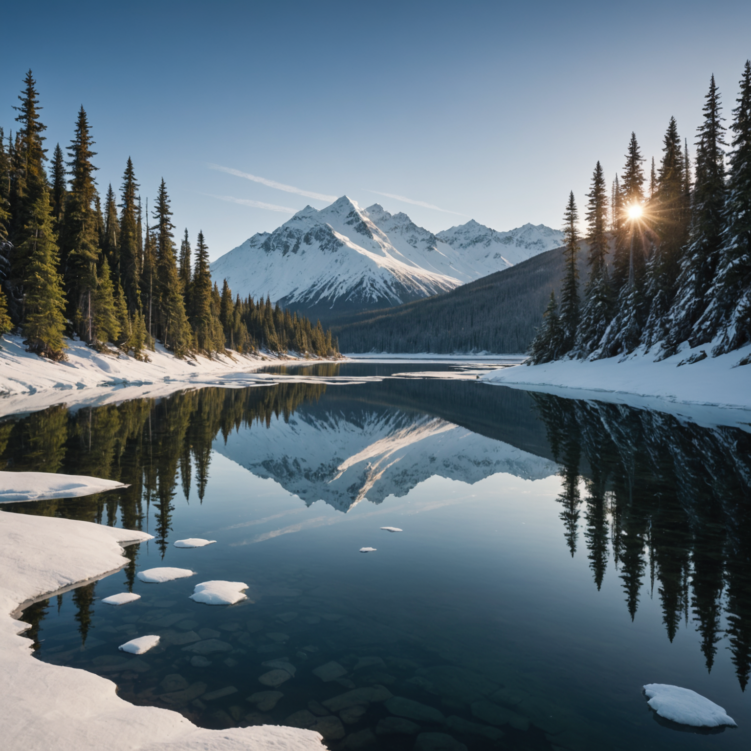 A polar bear guard in protective gear surveying the icy terrain.