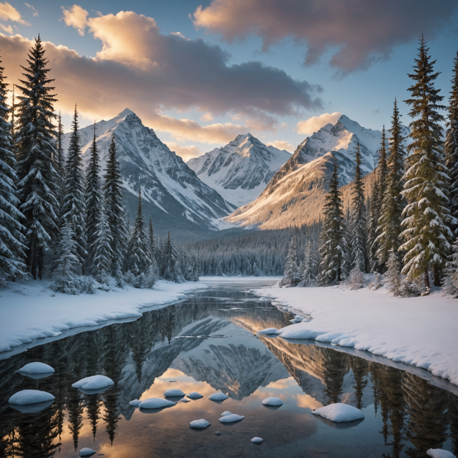 Aerial view of Alaskan glaciers and mountains as seen from a helicopter