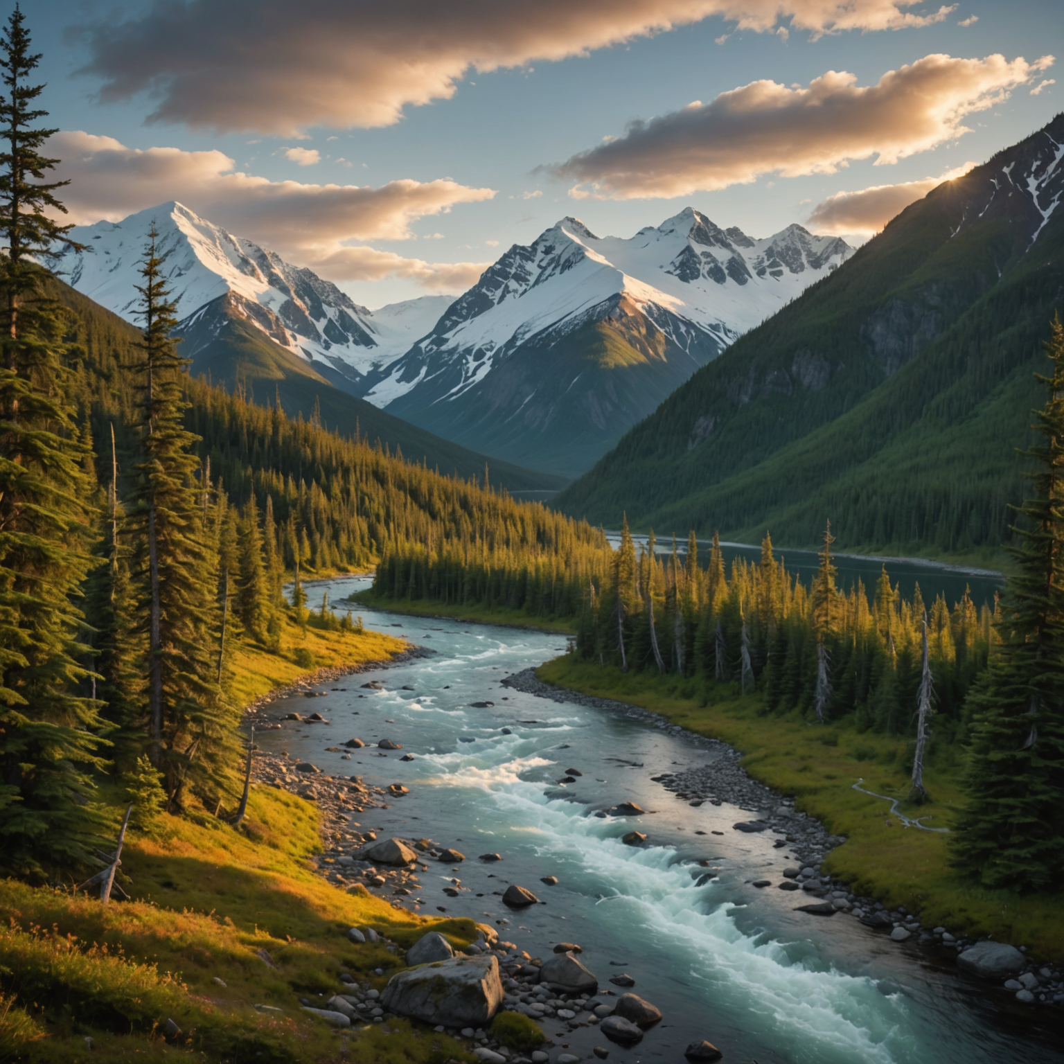 Helicopter flying over Alaska's wilderness