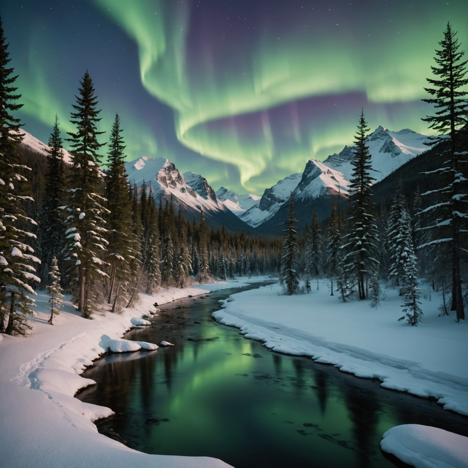 A well-equipped campsite in Alaska during winter